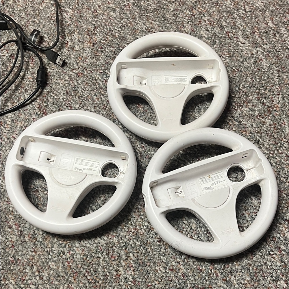 White Wii Racing Wheel Controller Set
